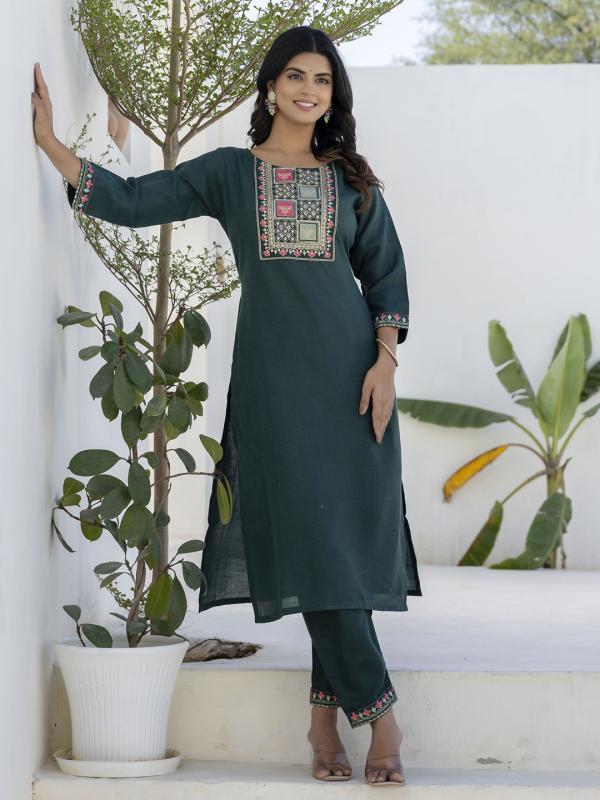 VP 9709 G Women Kurta and Trousers Pant Sets Cotton Blend